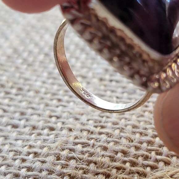 Handcrafted Sterling Silver Charoite Ring, Size 8 Natural Purple Stone - Picture 7 of 11